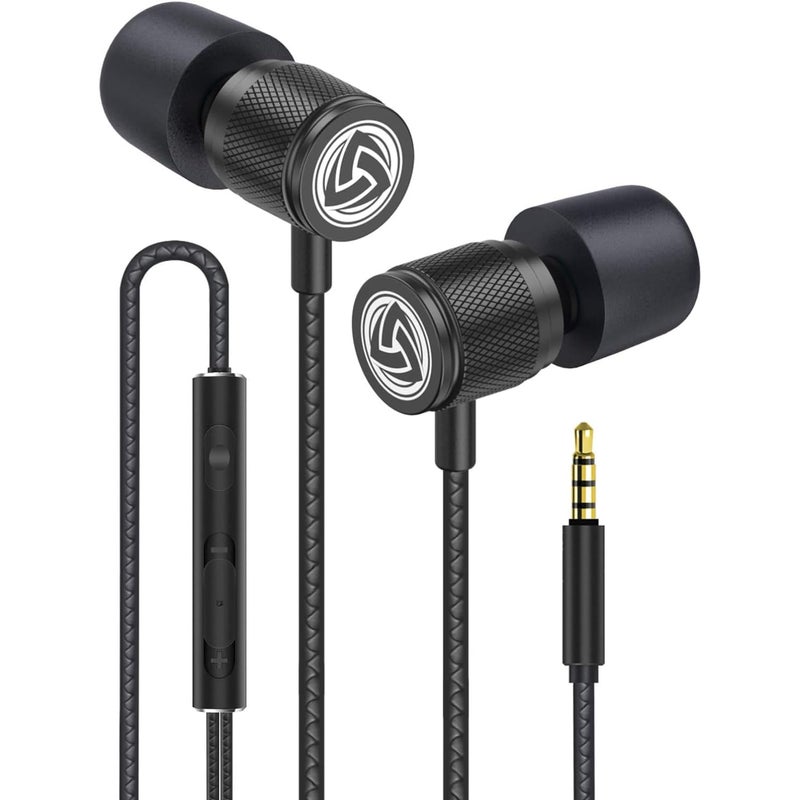 LUDOS Ultra Wired Earbuds in-Ear Headphones, 5 Years Warranty, Earphones with Microphone, Noise Isolating Ear Buds, Memory Foam for iPhone, Samsung, School Students, Kids, Women, Small Ears - Black - Image 1